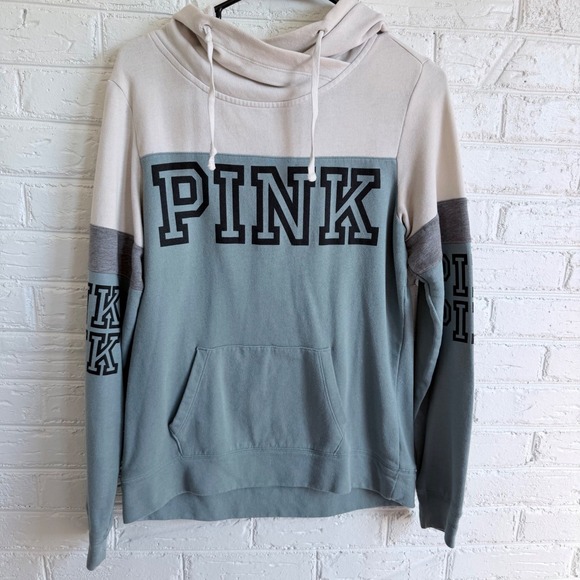 PINK by Victoria's Secret Tops - PINK by Victoria's Secret Colorblock Hoodie Sweatshirt Pullover Women's Size‎ M